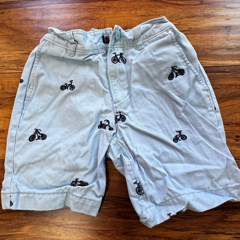 Hanna Anderson Boy Light Blue Bicycle Print Shorts Size 6 (runs big)